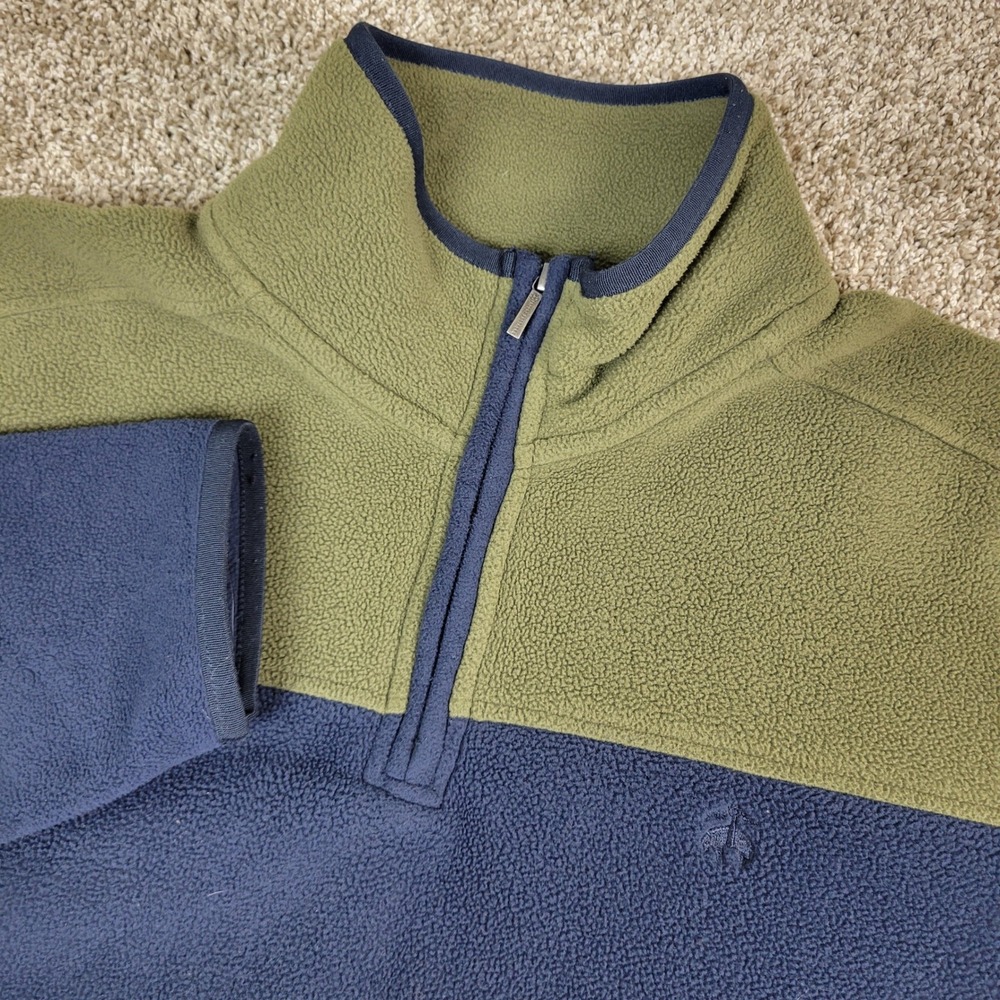 Brooks Brothers Mens XL Fleece Quarter Zip Pullover Blue Green Colorblock Logo